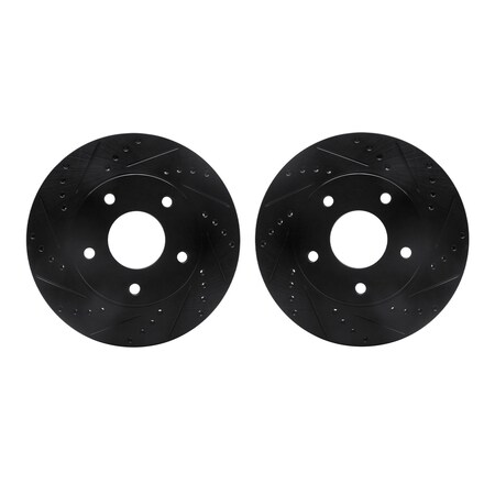 Dynamic Friction Co Rotors-Drilled and Slotted-Black, Zinc Plated black, Zinc Coated, 8002-48014 8002-48014